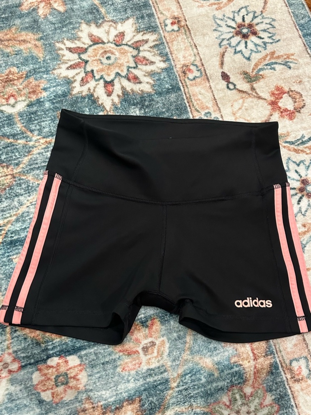 adidas Black Bike Shorts with Pink Side Stripes